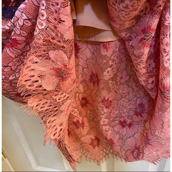 Foxiedox Sadie Dress Lace Midi Short Sleeve Floral 2 Pink Burgundy - Picture 9 of 12